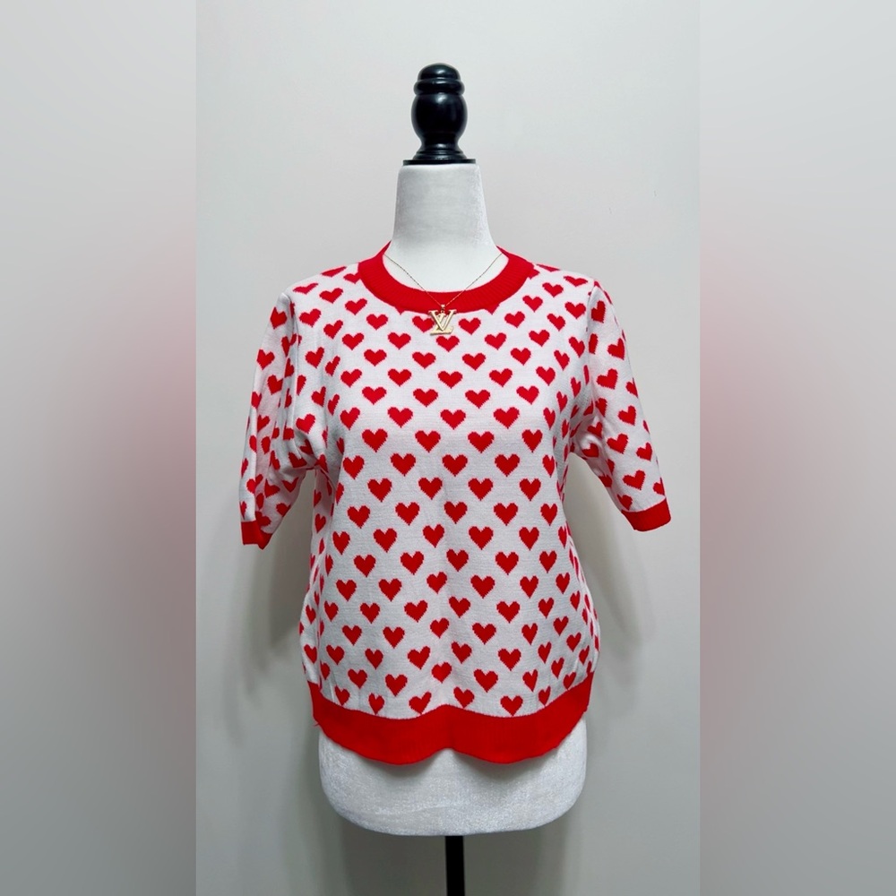 Trendyol Red Sweater Top with White Heart Design